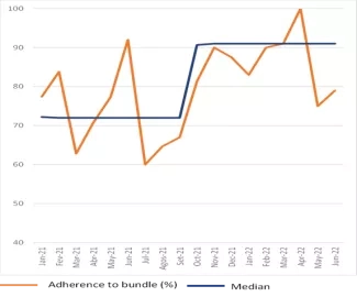 Mozambique Run Chart Adherence to Bundle of Care for Preeclampsia and Eclampsia